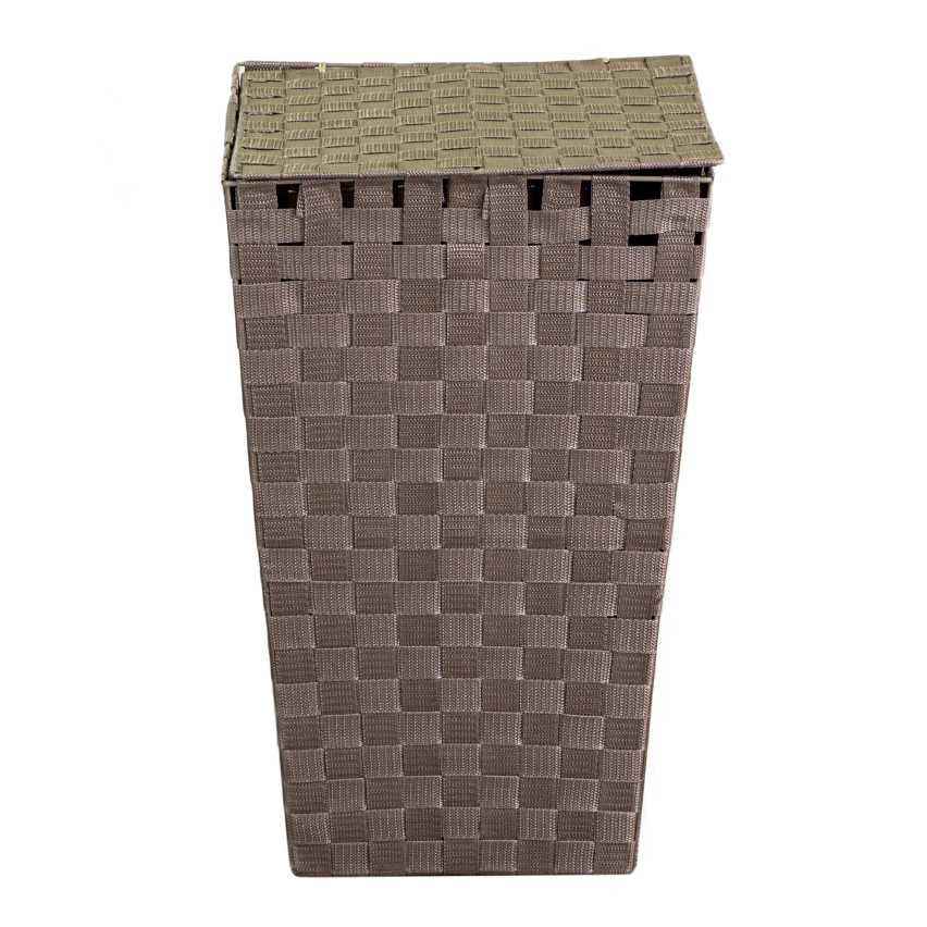 Cestone poliestere tortora foderato quadro cm33x33h53