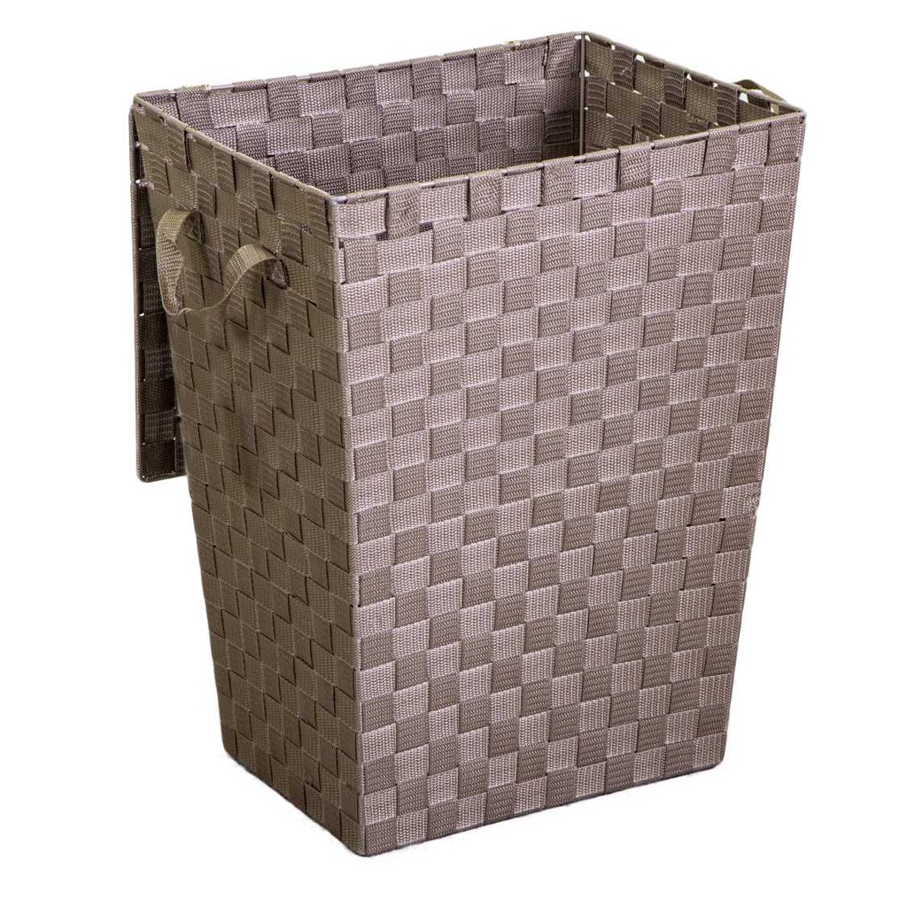 Rectangular dove gray lined polyester basket cm40x30h53