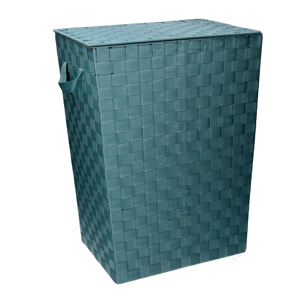 Rectangular lined aqua green polyester basket cm40x30h53