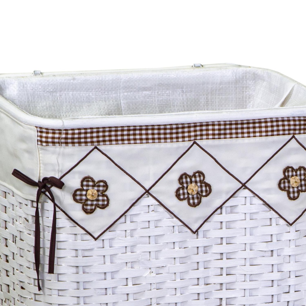 White rattan basket 1-2 rectangular Claudio brown lining cm46x36h58