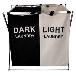 Cestone tessuto bianco nero doppio pieghevole cm 60x39h60