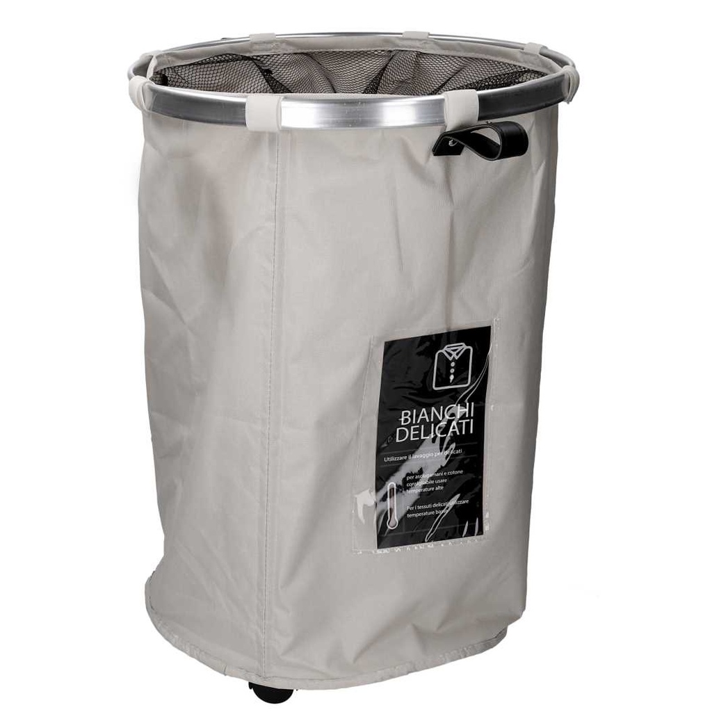 Cestone tessuto grigio tondo pieghevolecm ø40h55
