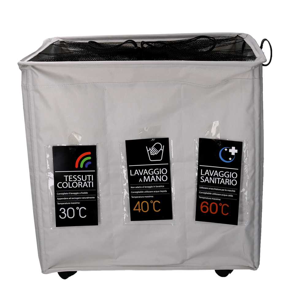 Cestone tessuto grigio triplo pieghevole cm 55x36h58