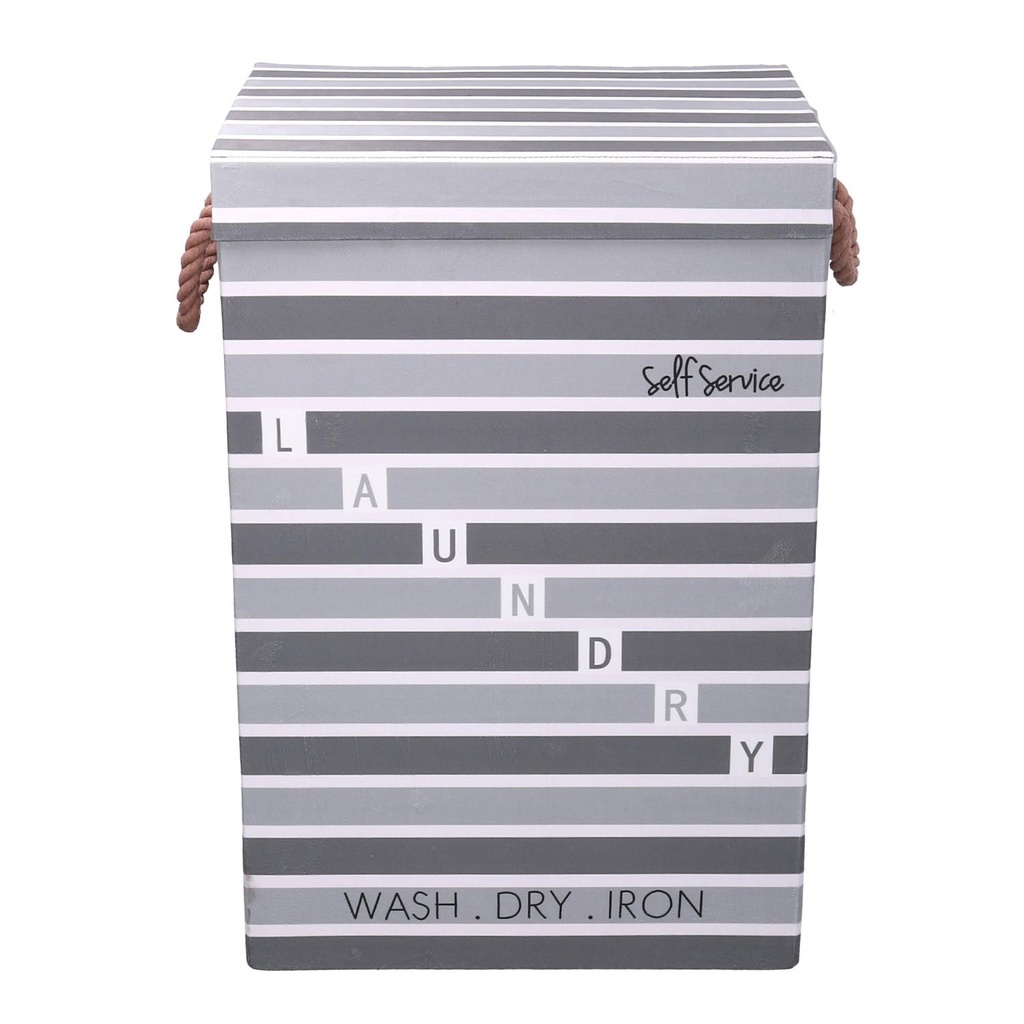 Cestone tessuto laundry grigio con coperchio cm40x30h60