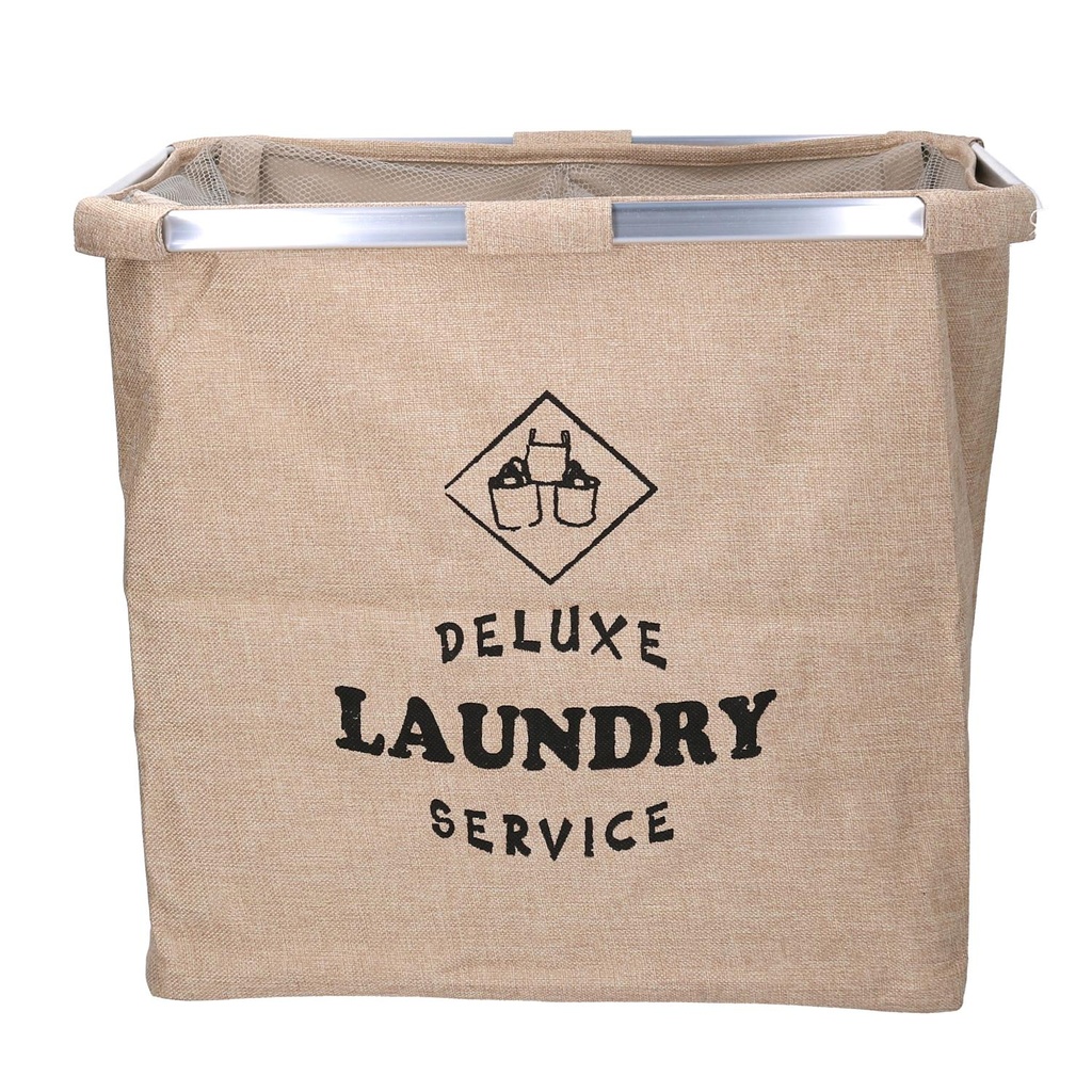 Cestone tessuto sacco beige doppio pieghevole cm 54x34,5h50,5