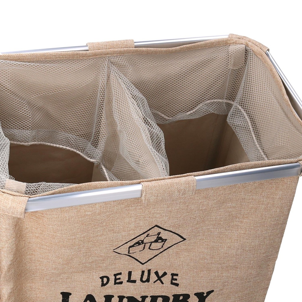 Cestone tessuto sacco beige doppio pieghevole cm 54x34,5h50,5