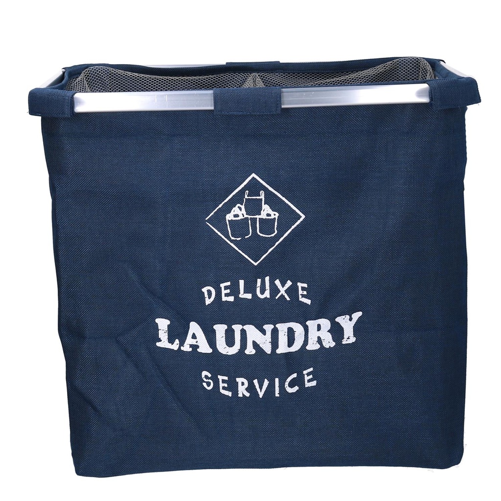 Cestone tessuto sacco blu doppio pieghevole cm 54x34,5h50,5