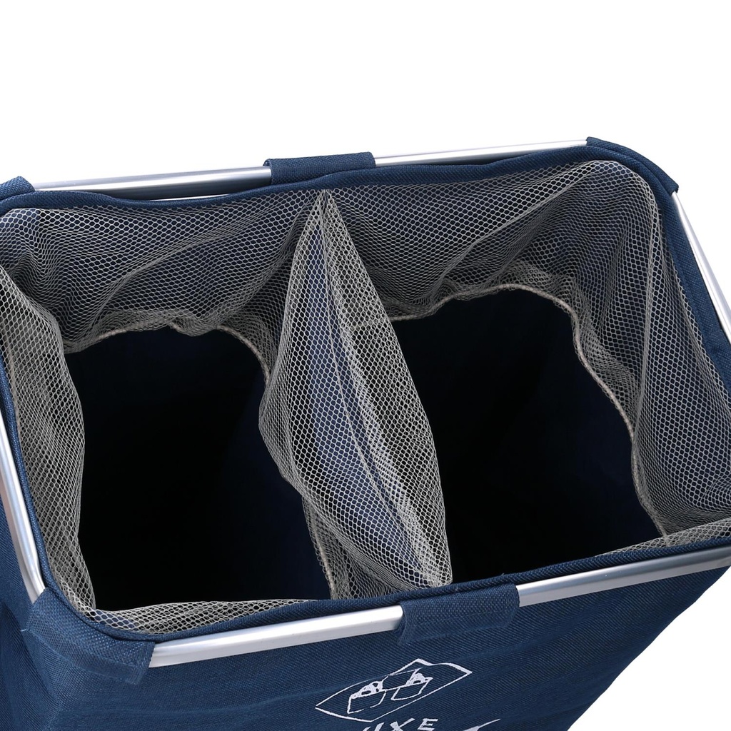 Cestone tessuto sacco blu doppio pieghevole cm 54x34,5h50,5