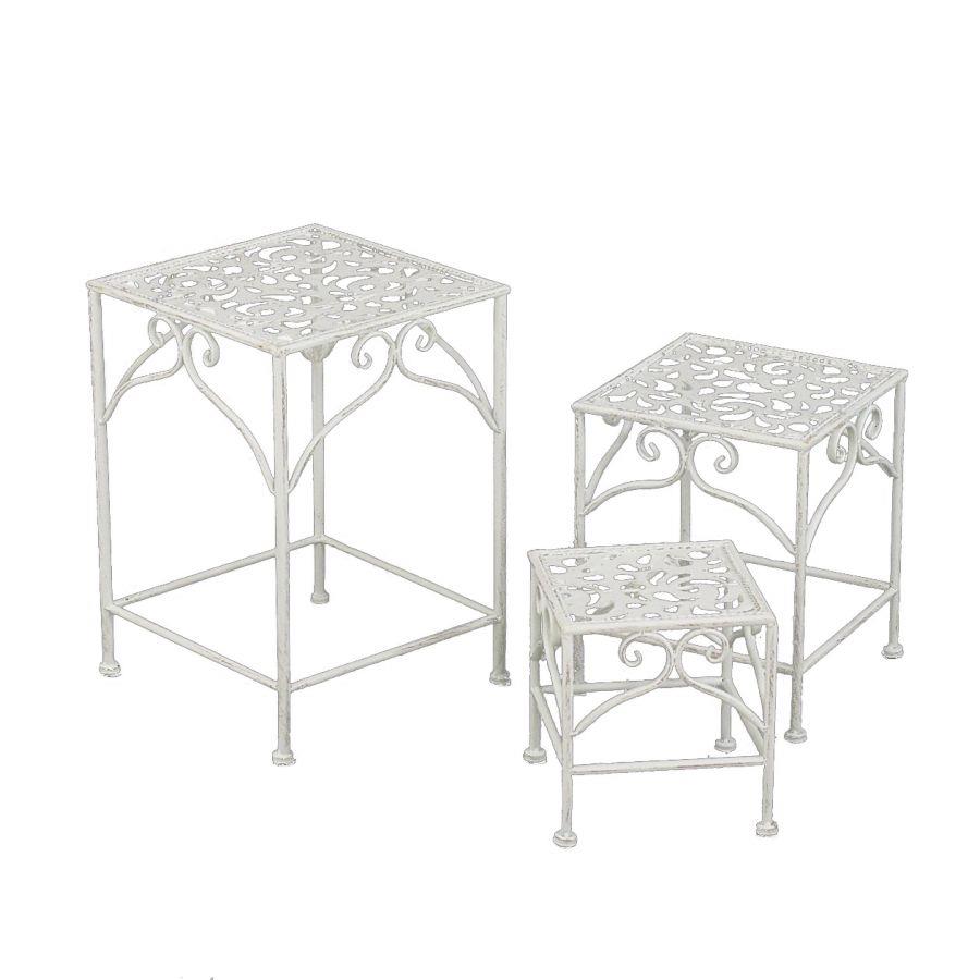 Metal pedestal jessica 1-3 white brush square cm30x30h43