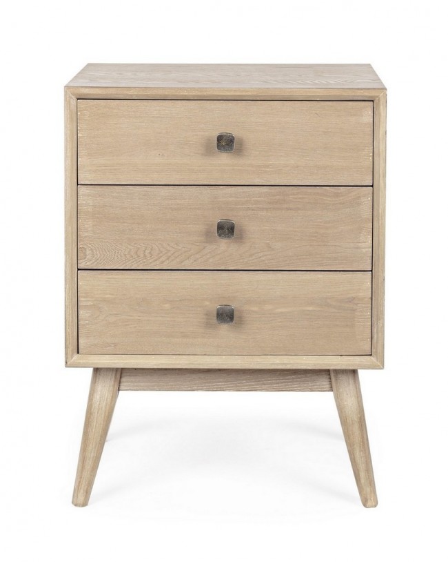 Comodino 3 cassetti Alannis in legno nobilitato 48x35x66h cm