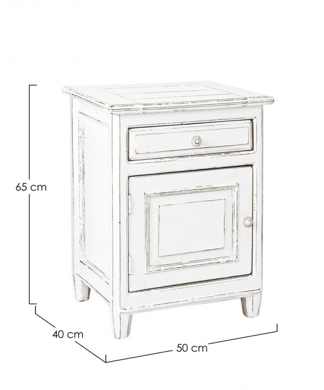 Comodino rustico Colette 1 anta e 1 cassetto sx