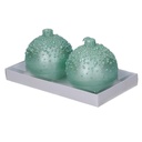 Confezione 2 pezzi candela paraffina sfera con bolle turchese cm ø7,5h7,5