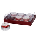 Confezione 6 pezzi candela paraffina tamburo bianco rosso cm