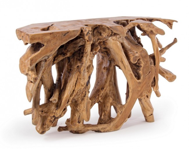 Consolle in legno di radice di Teak