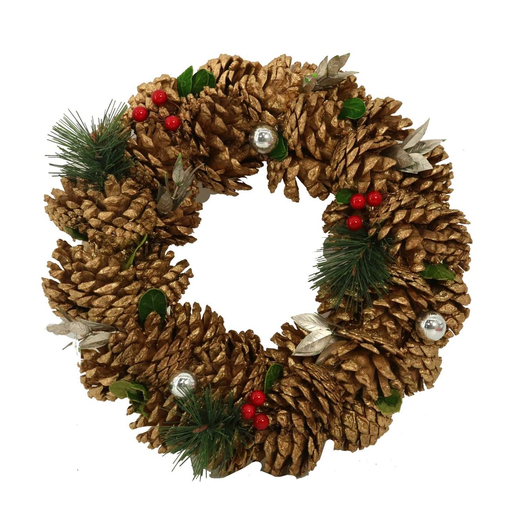 Crown red berries gold pine cones cm ø29h7,5