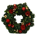 Crown with red flowers and green pinecones ø30h8 cm