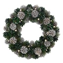 Crown with green silver pine cones cm ø30