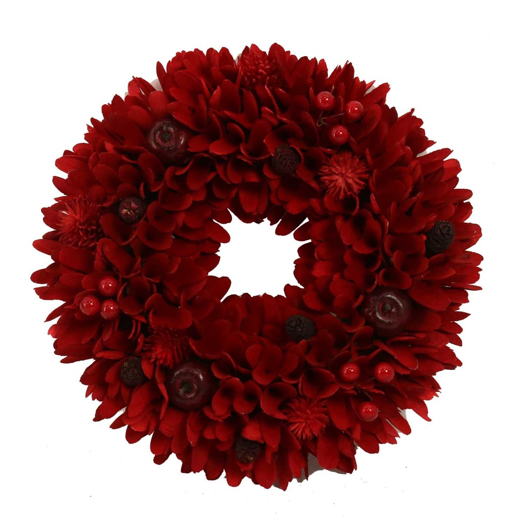 Crown with bordeaux pine cones cm ø30h8