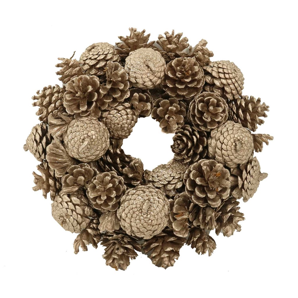 Crown with champagne pine cones cm ø30h8