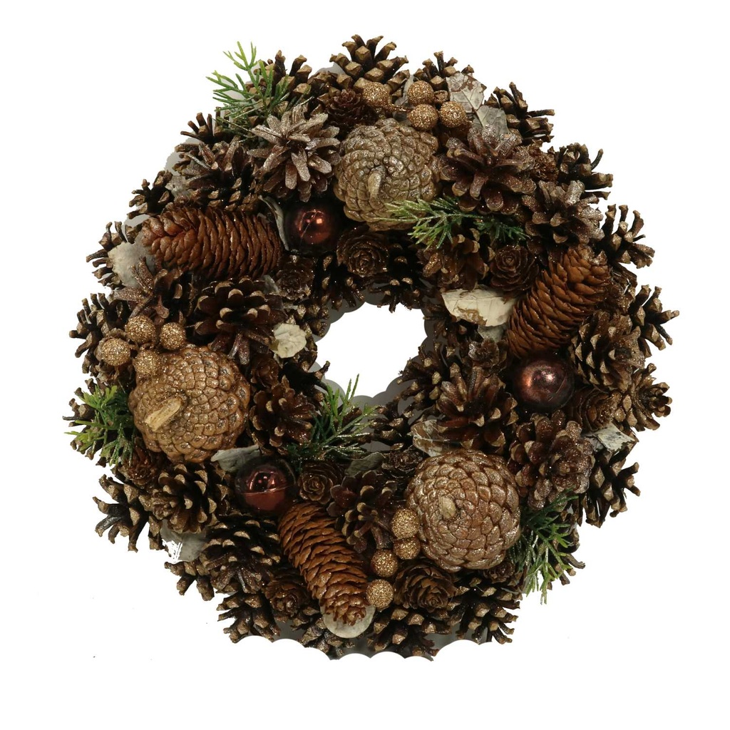 Crown with brown gold pine cones cm ø30h7,5