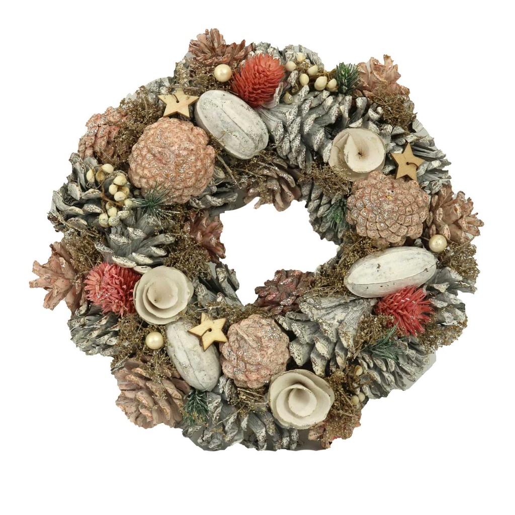 Crown with pink pine cones cm ø45h8