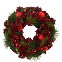 Red crown with pine cones ø45 cm