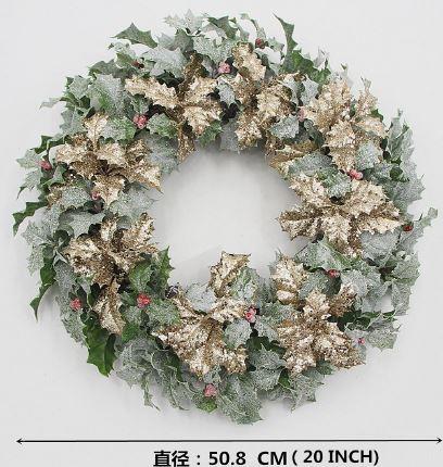 Coroncina con pungitopo oro cmø36h50