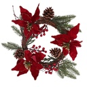 Coroncina fiori pigne rosso oro tondo cmø50x10