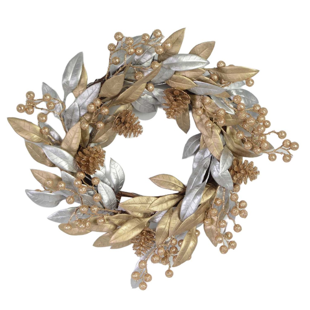 Crown with silver and gold leaves cm ø45