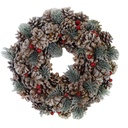 Glitter crown with natural berries and pine cones cm ø45