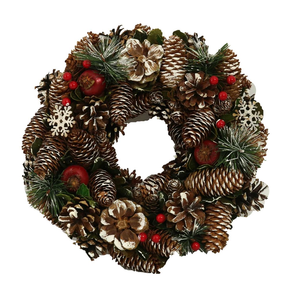 Crown covered in snow with berries and green flowers cm ø30h7,5