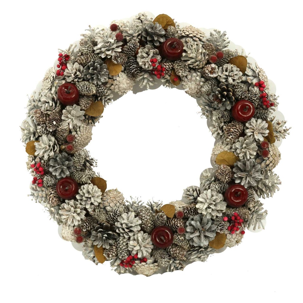 Snowy crown with apples ø45h8 cm