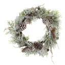 Snowy crown with green pine cones ø58 cm