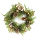 Gold crown with green pine cones ø60 cm
