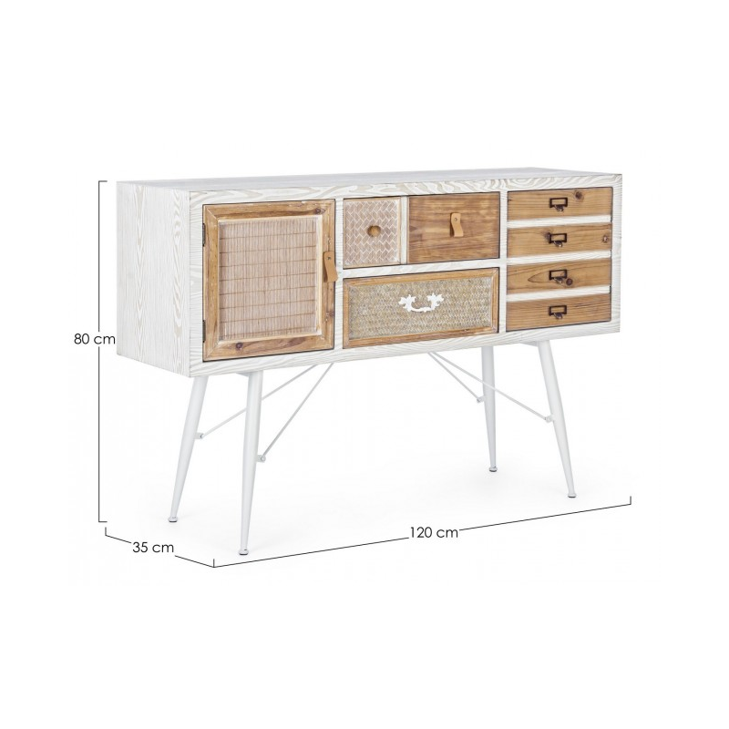Credenza 2 ante 2 cassetti Eloise in legno naturale 80h cm
