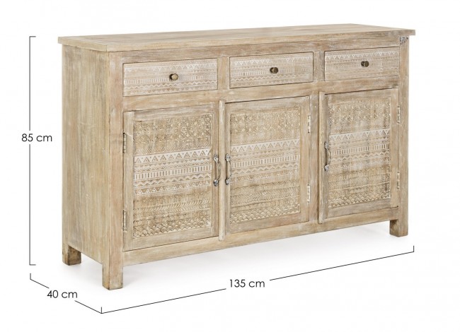 Credenza 3 ante e 3 cassetti in legno stile naturale