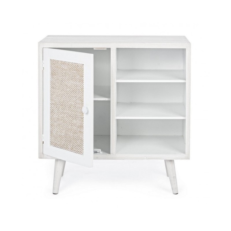 Credenza con anta e tre ripiani Bianco MONTIEL 66x30x h64,5 cm
