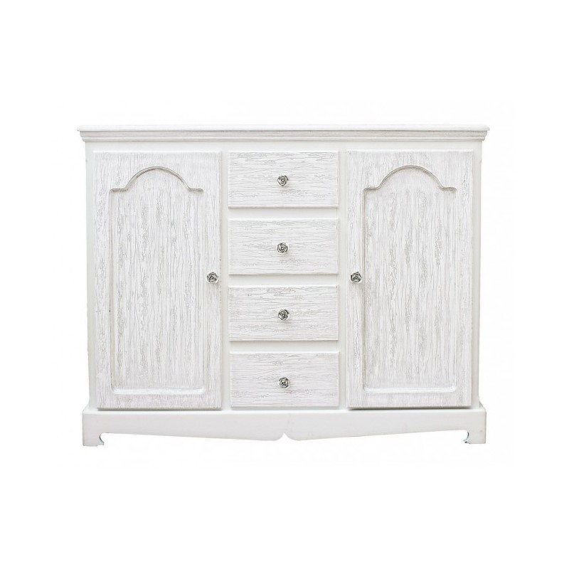 Credenza in MDF due ante quattro cassetti Bianca BLANC 100x40x h80 cm