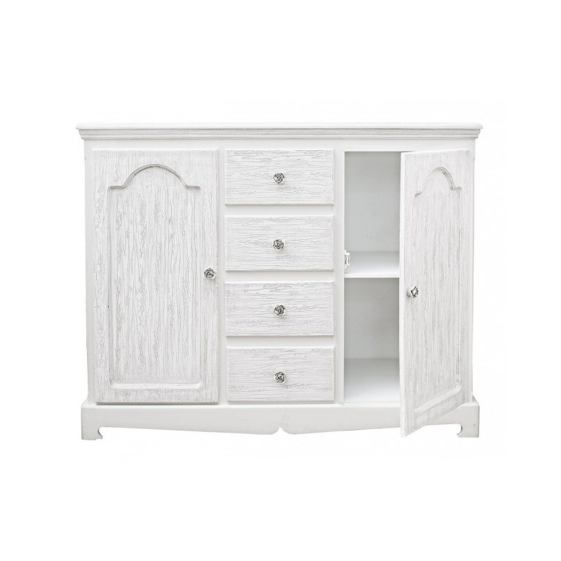 Credenza in MDF due ante quattro cassetti Bianca BLANC 100x40x h80 cm
