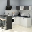 Cucina Angolare Matera 180x160 con Penisola Reversibile Bianca e Nera