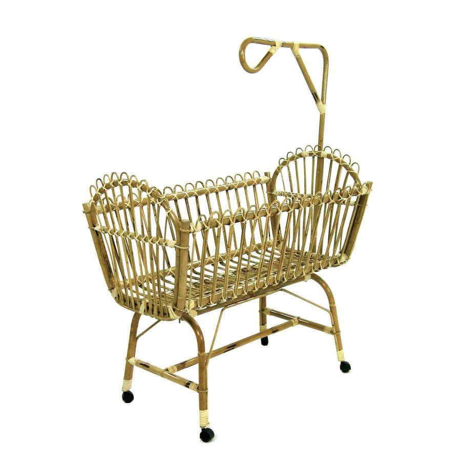 Culla in vimini con reggivelo dotato di ruote  58x100xh.44/90 cm