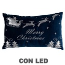 Cuscino led tessuto con renne blu cm50x30x12