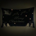 Cuscino led tessuto con renne blu cm50x30x12