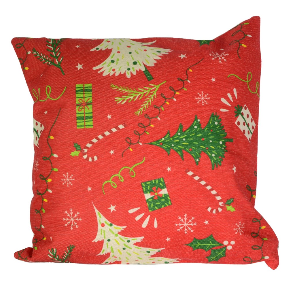 Red and green tree fabric cushion cm43x43