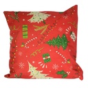 Red and green tree fabric cushion cm43x43