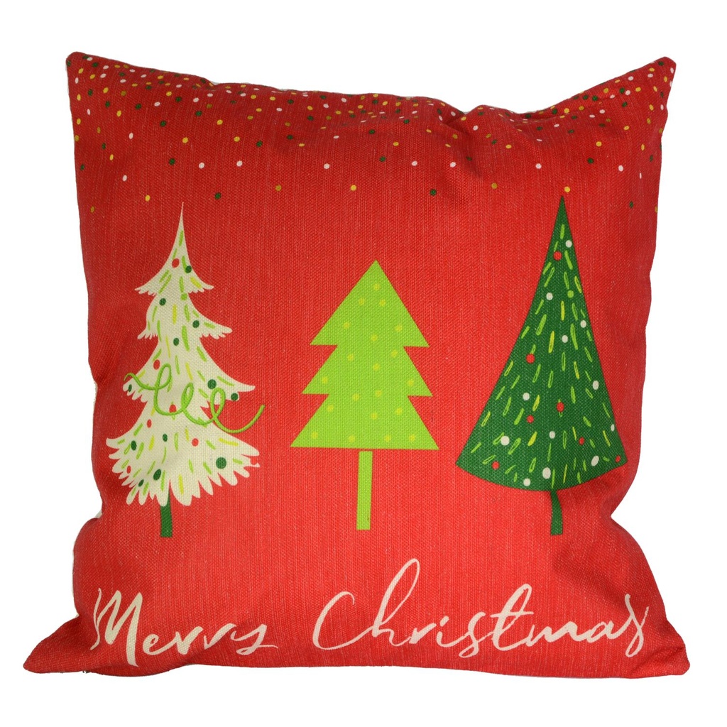 Red and green tree fabric cushion cm43x43