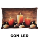 Cuscino tessuto candele led marrone cm30x50
