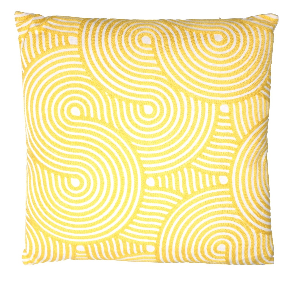 Cuscino tessuto cerchi giallo quadro cm45x45h10
