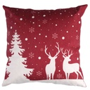 Red and white deer fabric cushion cm43x43