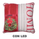 Squared red garland fabric cushion with led cm40x40